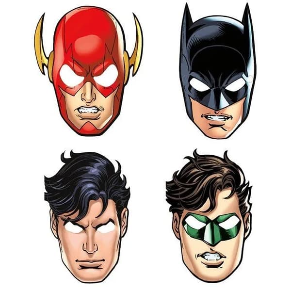 Justice League Party-mask i papper (8-pack) Multicoloured One Size