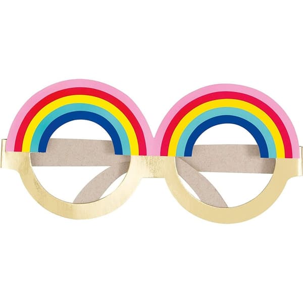 Unique Party Paper Rainbow Party Glasses (Pack of 4) Multicoloured One Size