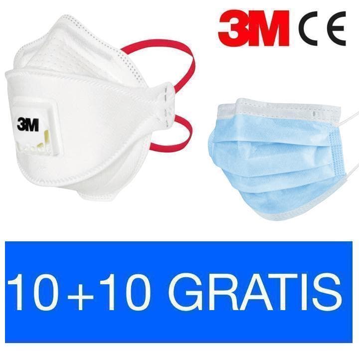 10 GRATIS mundskærme + 10 stk FFP3 3M AURA 9332+ l Ventil Beskyttelsesmaske Åndedrætsværn typ2r Mundbeskyttelse Mundbind mundbeskytter