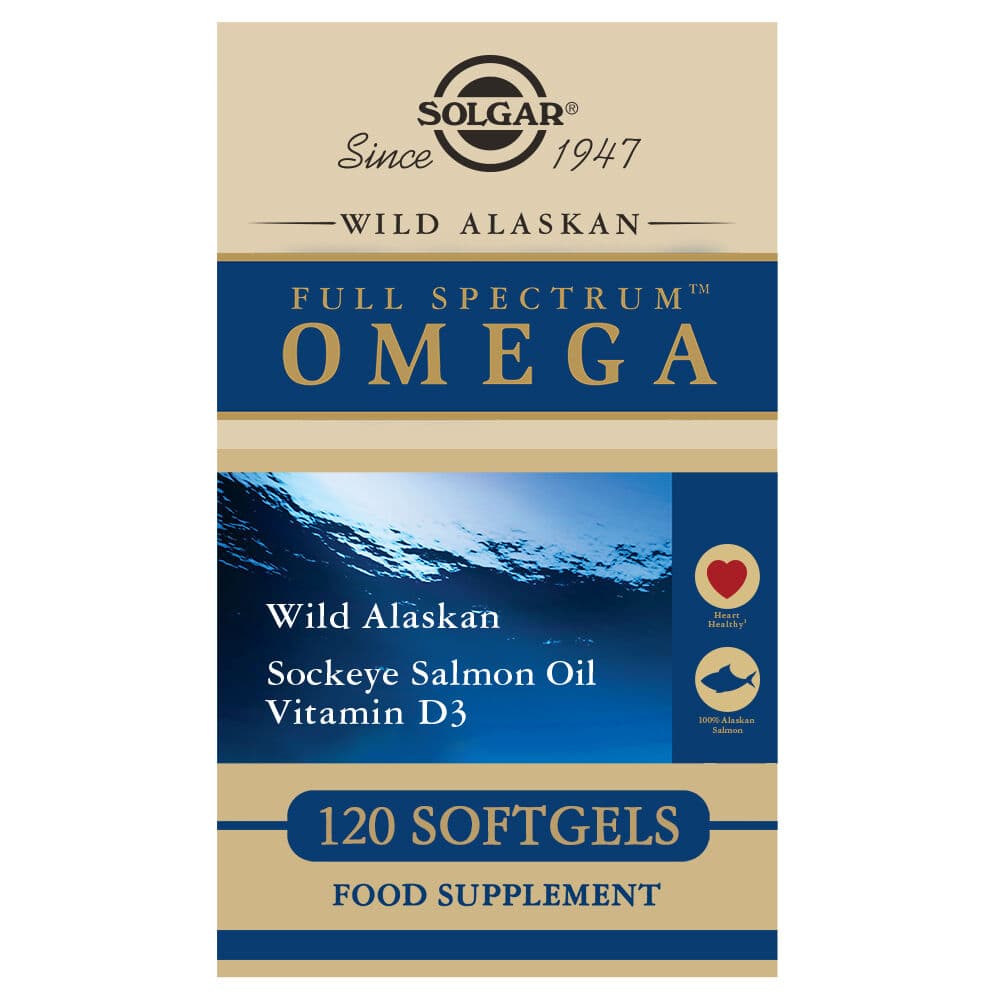Full Spectrum Omega-Wild Alaskan Salmon Oil Solgar E1110 (120 Kapslar)