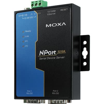 Moxa NPort serieportsserver, 2xDB9han, RS-232, RJ45