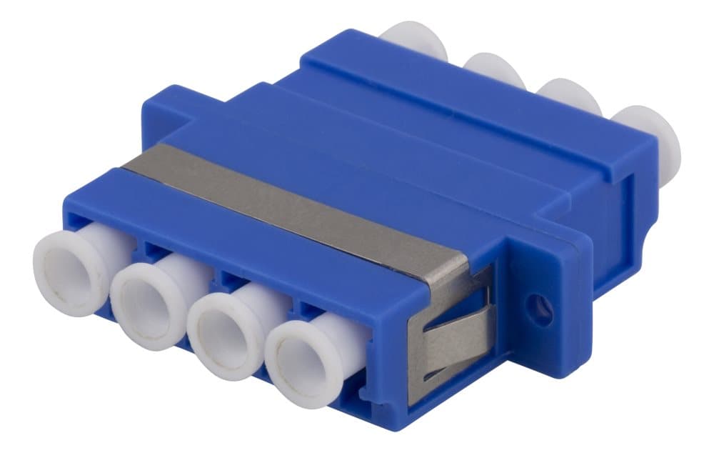 Snap-in fiber mating sleeve, 4xLC-LC, Single mode, duplex, blu