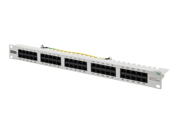DIGITUS CAT 3 ISDN - Patch-panel - rackmontering - CAT 3 - RJ-45 X 50 - grå, RAL 7035 - 1U - 19"