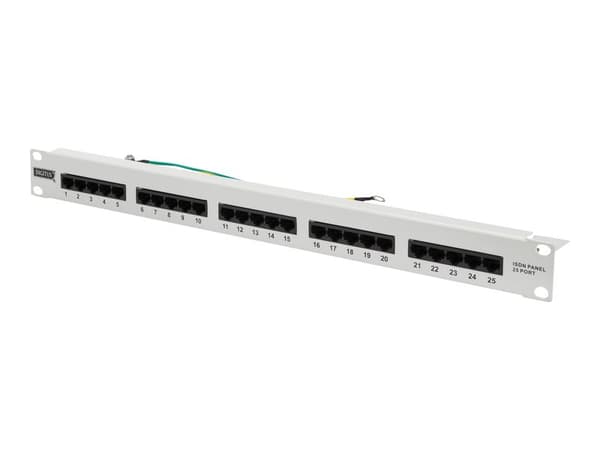 DIGITUS CAT 3 ISDN - Koblingspanel - rackmonterbar - CAT 3 - RJ-45 X 25 - grå, RAL 7035 - 1U - 19" Grå