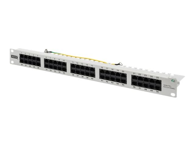DIGITUS CAT 3 ISDN - Patch-panel - rackmontering - CAT 3 - RJ-45 X 50 - grå, RAL 7035 - 1U - 19"