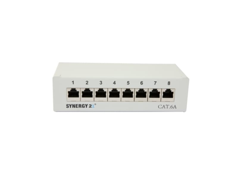 Patch Panel 8xTP CAT6A 500Mhz Aufputz Lichtgrau LSA Synergy 21