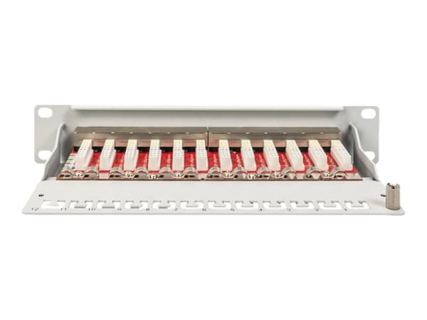 DIGITUS DN-91612S-EA-G - Patch-panel - rackmontering - CAT 6a - STP - RJ-45 X 12 - grå, RAL 7035 - 1U - 10"