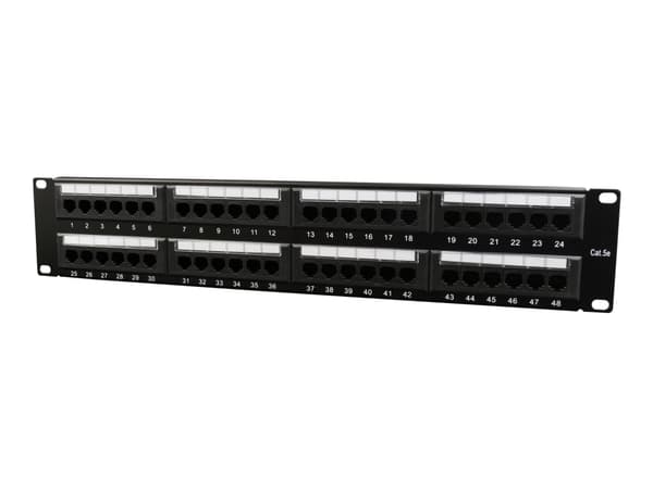 Gembird NPP-C548CM-001 - Patchpanel med kabelstyring - CAT 5e - svart - 2U - 19" - 48 porter