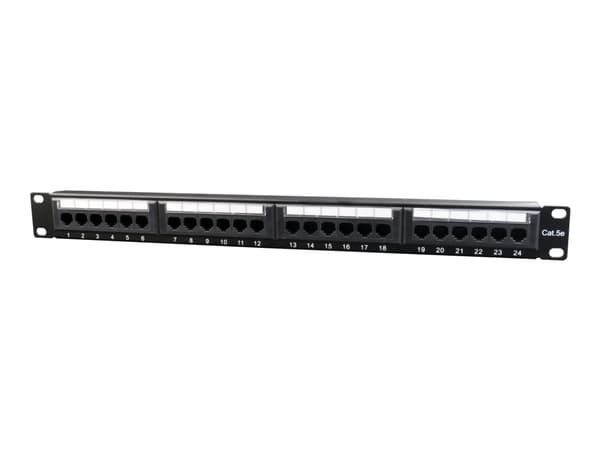 Gembird NPP-C524CM-001 - Patchpanel med kabelstyring - CAT 5e - svart - 1U - 19" - 24 porter