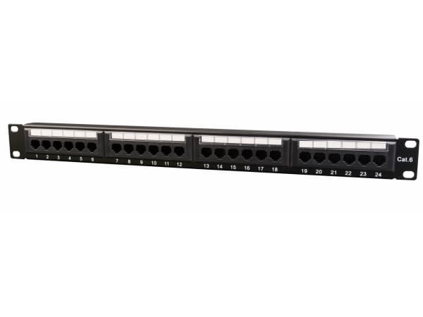 Gembird NPP-C624CM-001 - Manöverpanel med kabelhantering - CAT 6 - svart - 1U - 19" - 24 portar