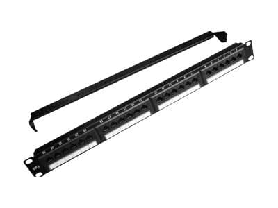 Gembird NPP-C624CM-001 - Manöverpanel med kabelhantering - CAT 6 - svart - 1U - 19" - 24 portar