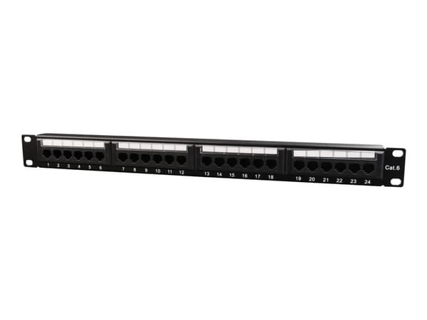 Gembird NPP-C624CM-001 - Manöverpanel med kabelhantering - CAT 6 - svart - 1U - 19" - 24 portar