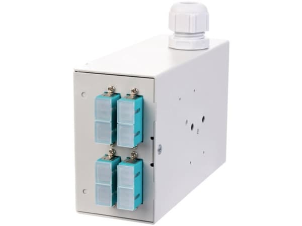 Metz Connect OpDAT REG K skjøt 4xSC-D (aqua), OM3,mit Crimpsplicehalter LWL-splejseboks
