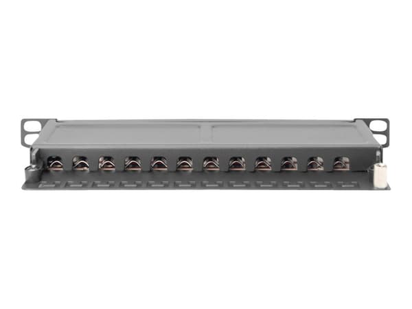 DIGITUS DN-91612S-SL-EA - Koblingspanel - veggmonterbar, rackmonterbar - CAT 6a - STP - RJ-45 X 12 - svart, RAL 9005 - 0.5U - 10"