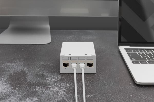 DIGITUS DN-93714 - Patch-panel - modular - väggmontering, rackmontering, på bord - skärmad - RJ-45 X 4 - ljusgrå, RAL 7035 - 1U - 10"
