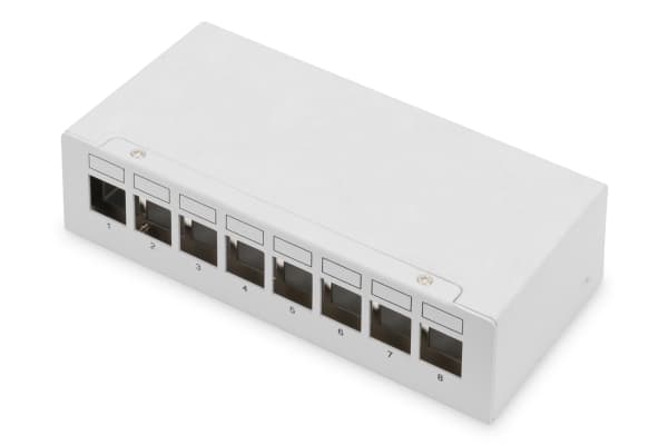 DIGITUS - Koblingspanel - modular - veggmonterbar, bordtopp - skjermet - RJ-45 X 8 - lysegrå, RAL 7035 - 1U - 10"