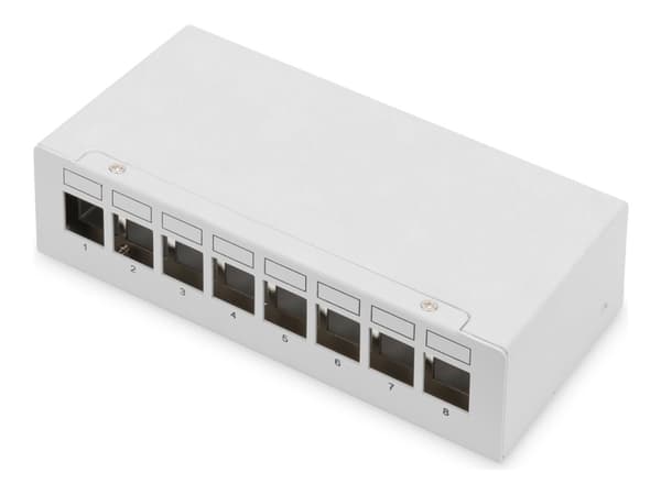 DIGITUS - Koblingspanel - modular - veggmonterbar, bordtopp - skjermet - RJ-45 X 8 - lysegrå, RAL 7035 - 1U - 10"
