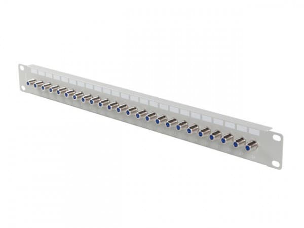 Lanberg - Koblingspanel - rackmonterbar - skjermet - F connector X 24 - RAL 7035, grå - 1U - 19"