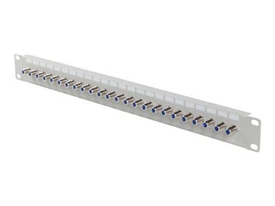 Lanberg - Koblingspanel - rackmonterbar - skjermet - F connector X 24 - RAL 7035, grå - 1U - 19"