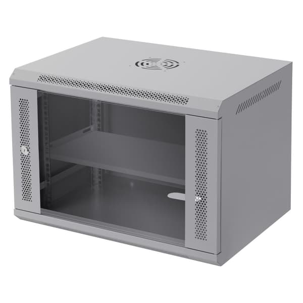 ECD Germany Nätverksskåp 7 U, serverskåp 19 tum, grå, väggmontage, 450 mm djup, 600 x 420 x 450 mm, färdigmonterad, serverskåp med låsbar