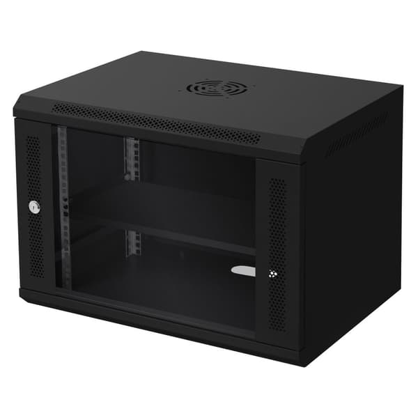 ECD Germany Verkkokaappi 7 U, palvelinkaappi 19 tuumaa, musta, seinäasennus, 450 mm syvyys, 600 x 420 x 450 mm, täysin koottu, palvelinkotelo