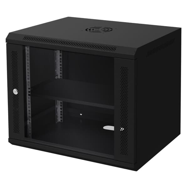 ECD Germany Verkkokaappi 9 U, palvelinkaappi 19 tuumaa, musta, seinäasennus, 450 mm syvyys, 600 x 500 x 450 mm, täysin koottu, palvelinkotelo