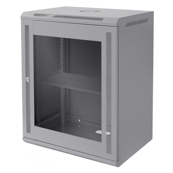 ECD Germany Verkkokaappi 15 U, palvelinkaappi 19 tuumaa, harmaa, seinäasennus, 450 mm syvyys, 600 x 770 x 450 mm, täysin koottu, palvelinkotelo