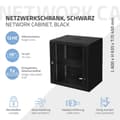 Miniatyrbillede 2 af 10: ECD Germany Netværksskab 12 U, serverskab 19 tommer, sort, vægmontering, 450 mm dybde, 600 x 635 x 450 mm, færdigmonteret, serverhus med låsbar