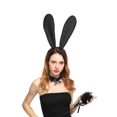Store sorte fleksible kaninører i stofmaskeret dressing Bunny