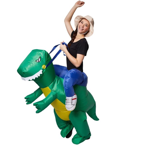 Uppblåsbar maskeraddräkt Dinosaurie-tämjare - svart/grön