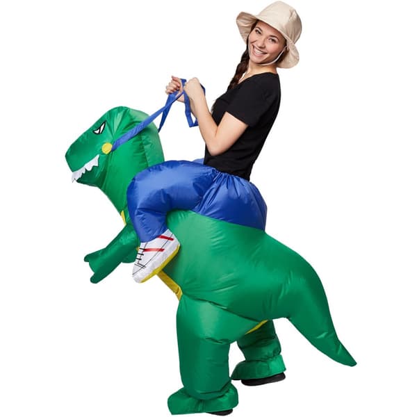 Uppblåsbar maskeraddräkt Dinosaurie-tämjare - svart/grön