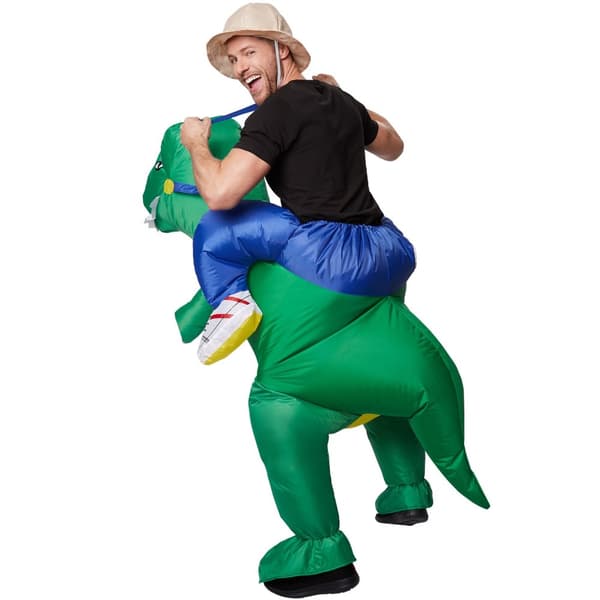 Uppblåsbar maskeraddräkt Dinosaurie-tämjare - svart/grön