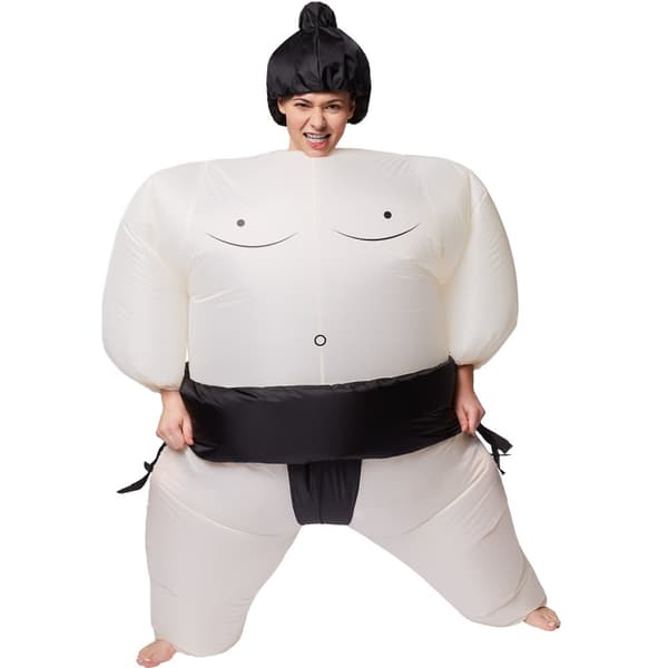 Selvoppusteligt kostume Sumobryder - sort/hvid