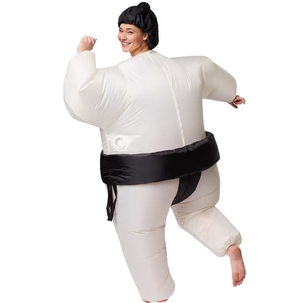 Selvoppusteligt kostume Sumobryder - sort/hvid