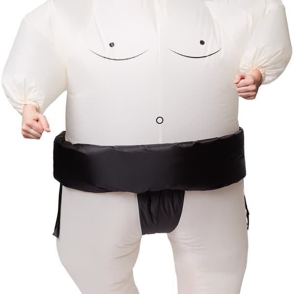 Selvoppusteligt kostume Sumobryder - sort/hvid
