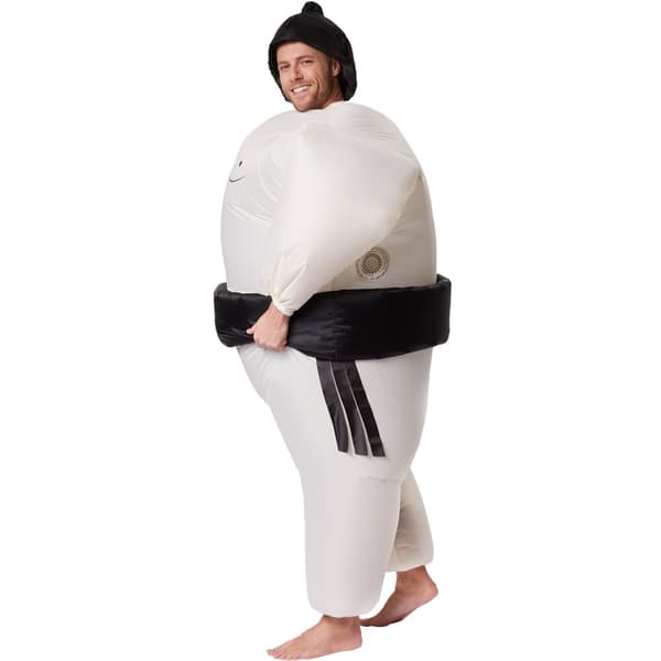 Selvoppusteligt kostume Sumobryder - sort/hvid