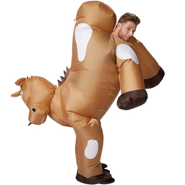 Selvoppusteligt kostume Hest - brun/creme