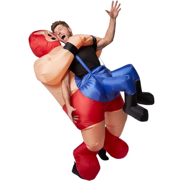 Selvoppusteligt kostume Wrestler - blå/orange