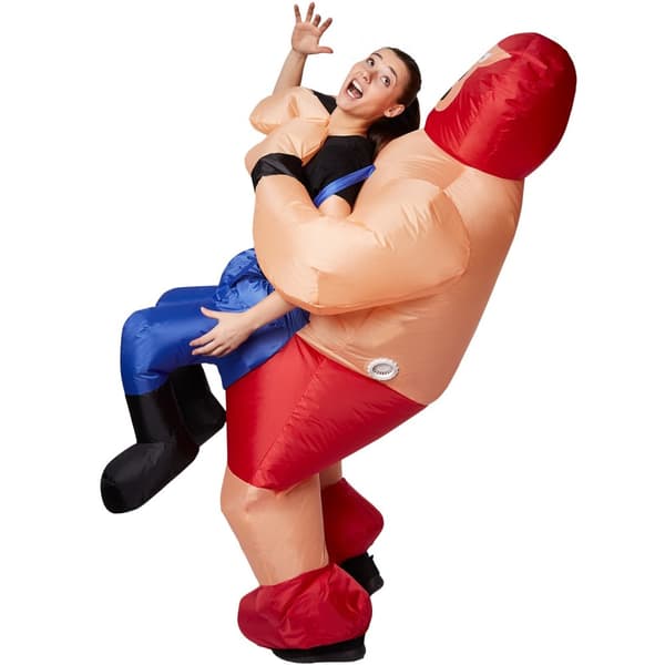 Selvoppusteligt kostume Wrestler - blå/orange