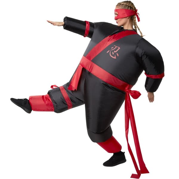 Oppusteligt kostume Ninja - sort/rød