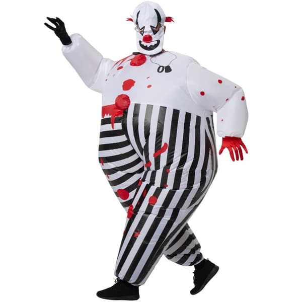 Oppusteligt kostume Horror-klovn - sort/hvid
