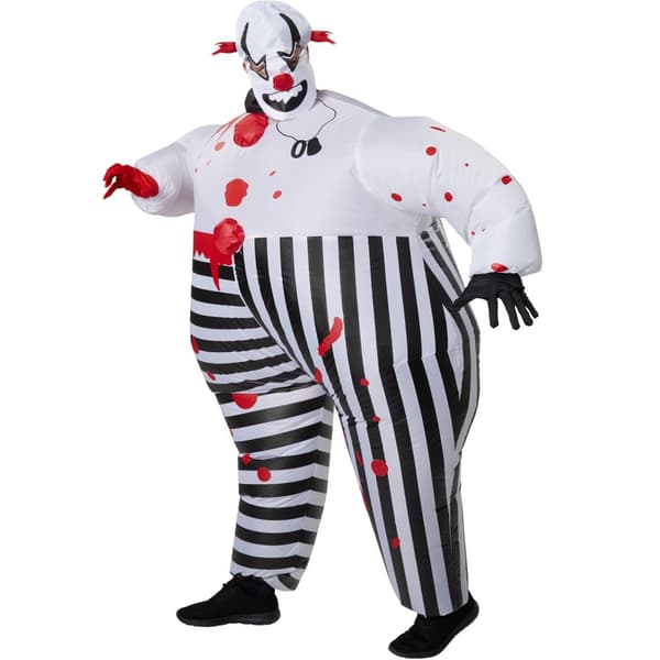 Oppusteligt kostume Horror-klovn - sort/hvid