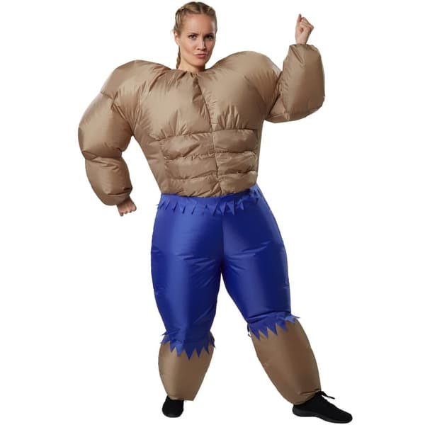 Oppusteligt kostume Bodybuilder - brun