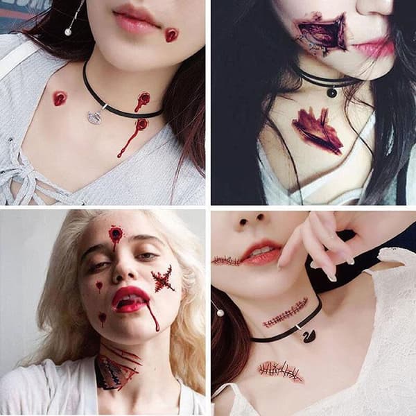 30 Halloween - Sårtatovering / Tatoveringsklistremerker