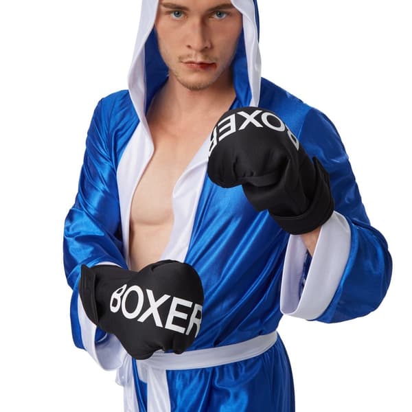 Bokser kostume mand blå//hvid