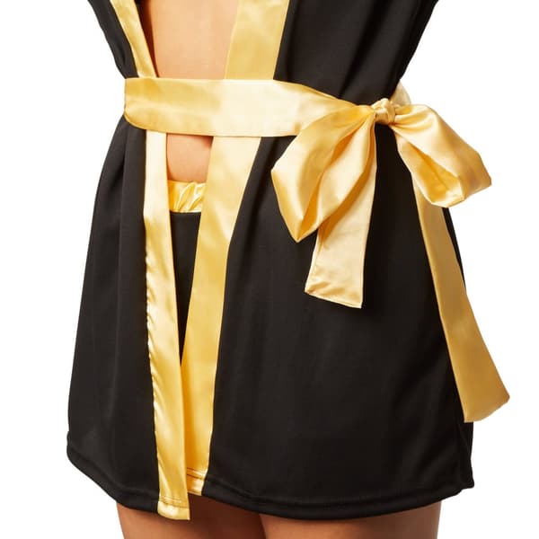 Bokser kostume kvinde sort/guld