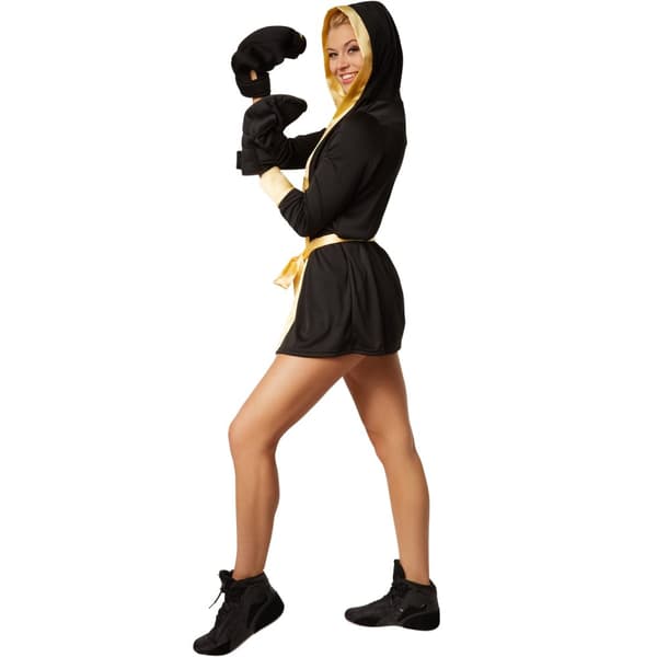 Bokser kostume kvinde sort/guld