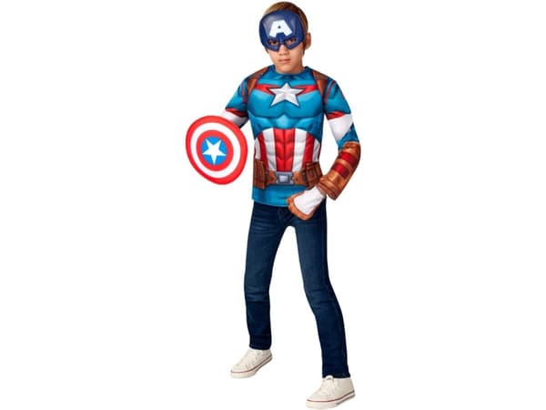 Captain America Deluxe Top udklædningssæt, 8-10 år