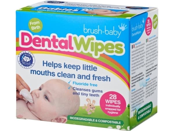 BRUSH BABY_Dental Wipes with Xylitol ikenien ja maitohampaiden puhdistukseen 0-16m 28kpl.