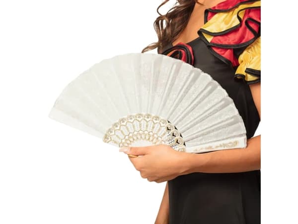 Boland 00508, Fancy kjole fan, Voksen, Hunkjønn, Aluminium, Polyester, Isopor, Polyvinyl alcohol (PVA), Hvit, 250 mm